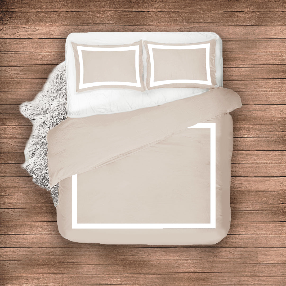 White Border on Beige Pillow Cases 500TC