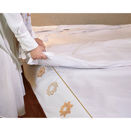Golden embroidered Mandalas Duvet Cover