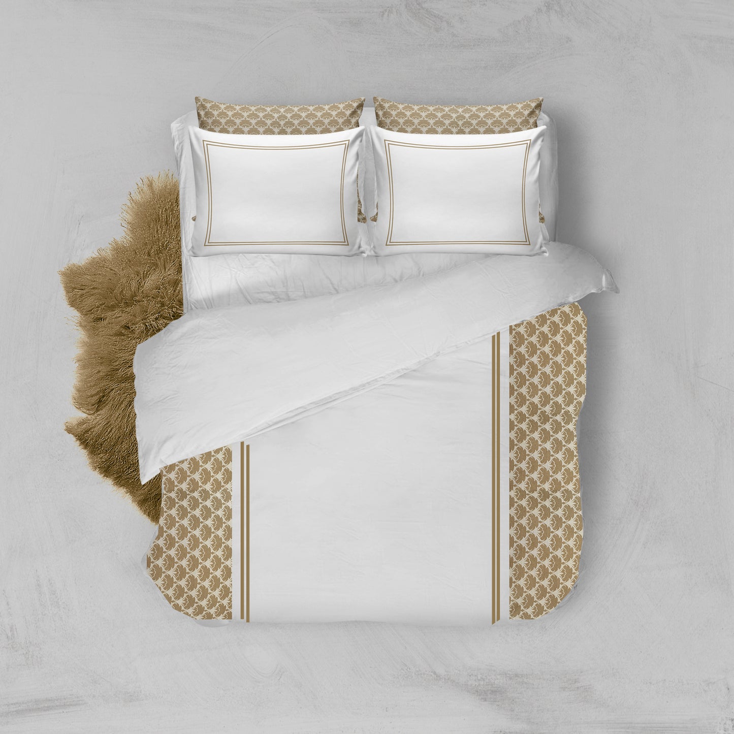 Brown embroidered Linen  Duvet Cover