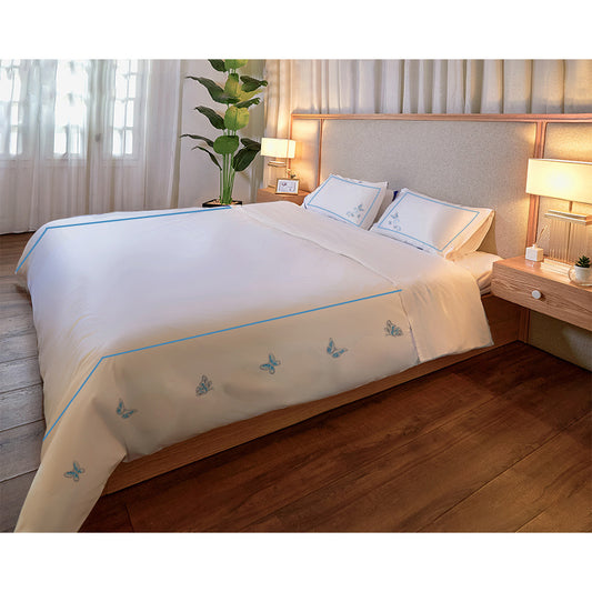 Blue embroidered Butterflies Duvet Cover