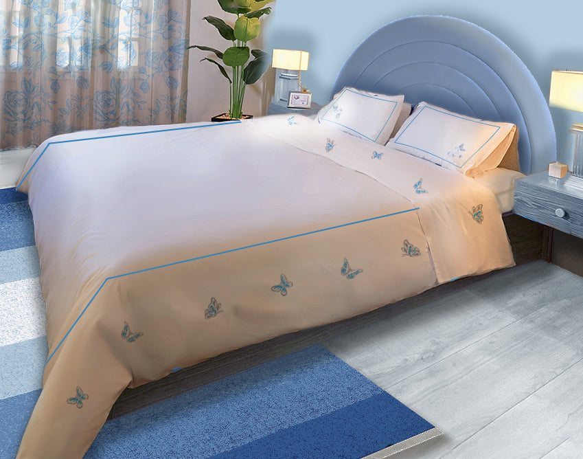 Light blue Circular wood x velvet  Bed