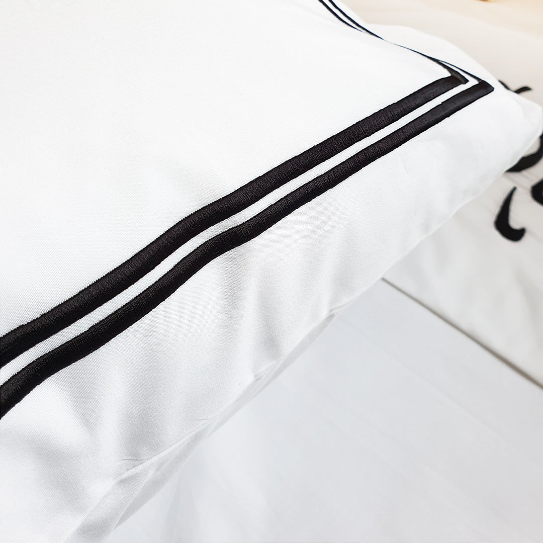 Embroidered 2 Frames White Pillow Cases