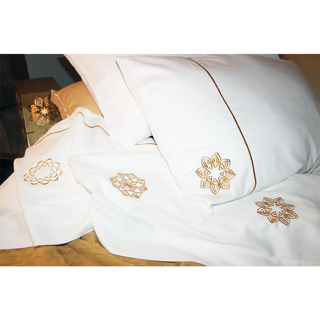 Embroidered Golden Full Bed set