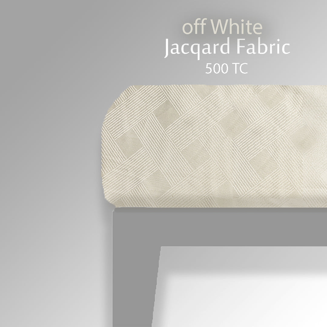 Off White Jacquard  Fitted Sheet