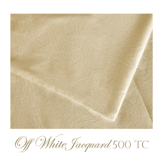 Off White Jacquard  Fitted Sheet