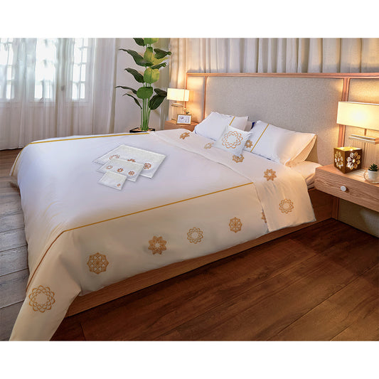 Embroidered Golden Full Bed set