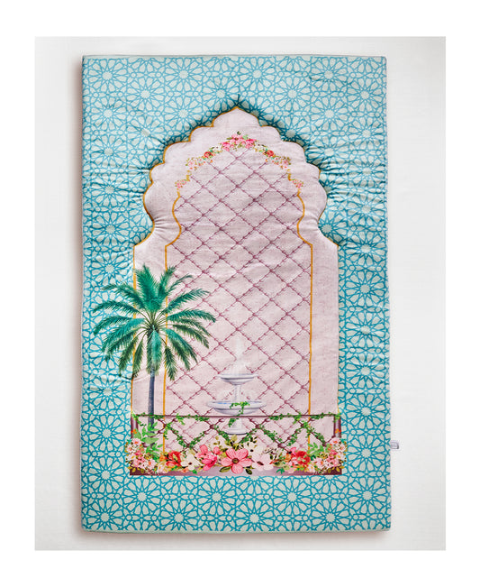 Mint Flowery Padded Praying Carpet