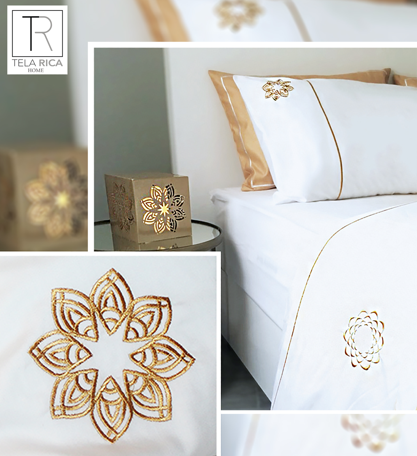 Embroidered Golden Full Bed set