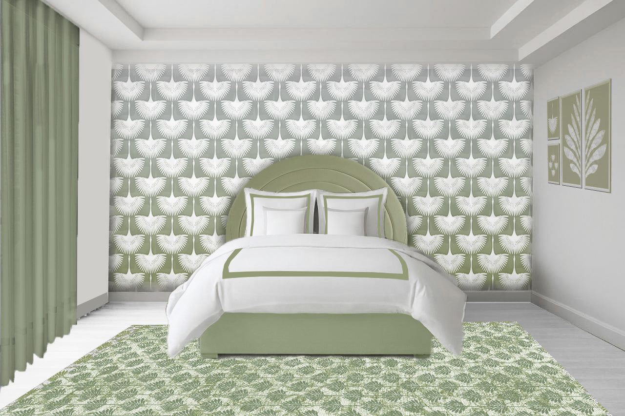 Olive Circular Full wood x velvet Full Bed