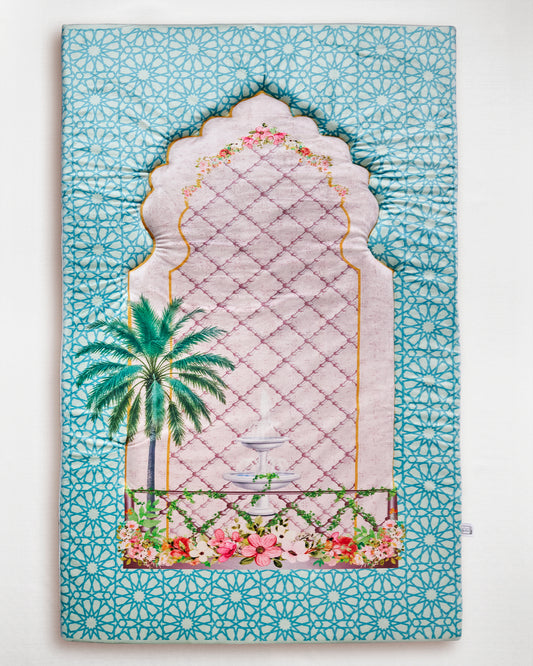 Mint Flowery Padded Praying Carpet