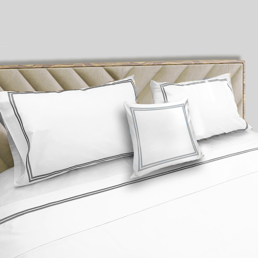 Embroidered 2 Frames White Pillow Cases