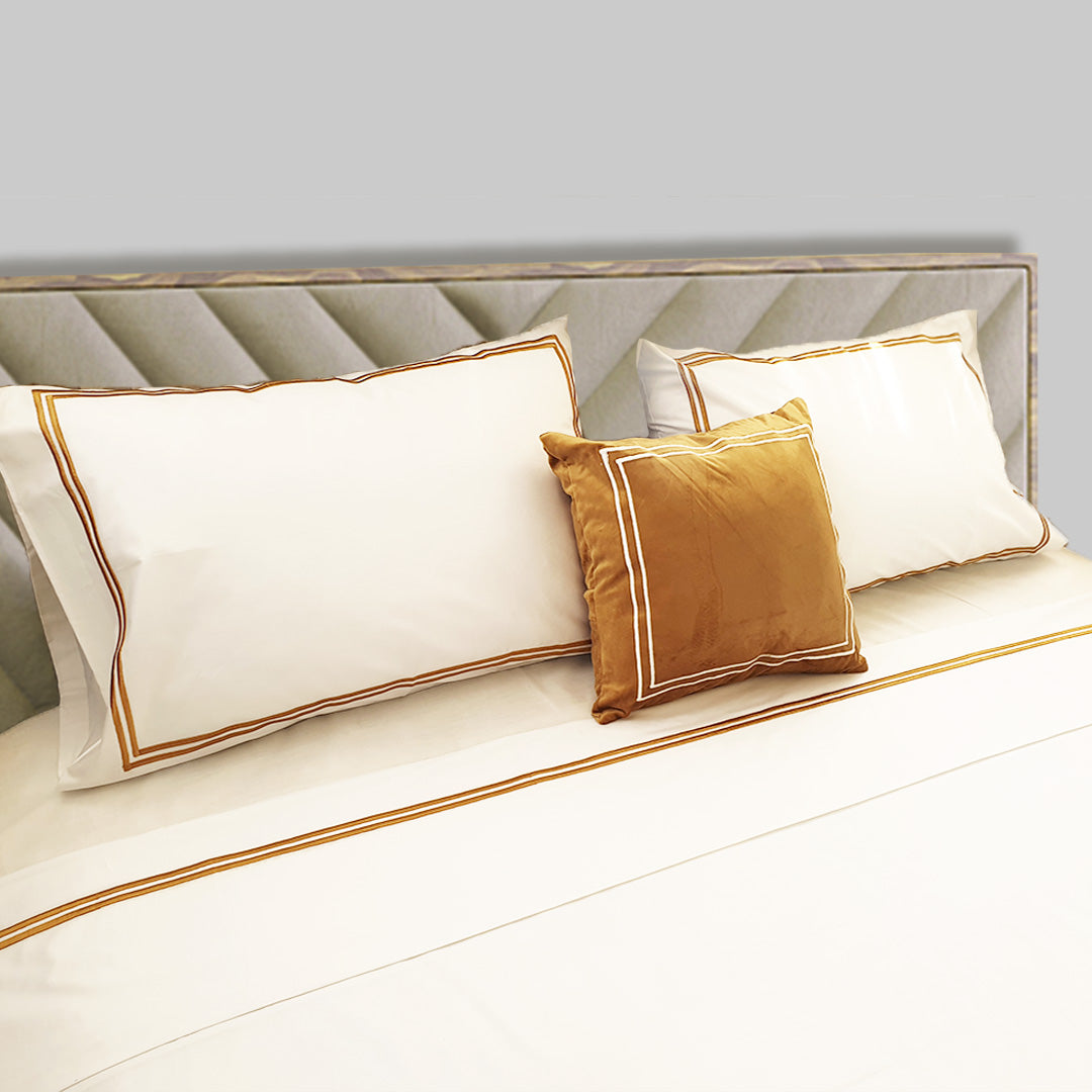 Embroidered 2 Frames White Pillow Cases
