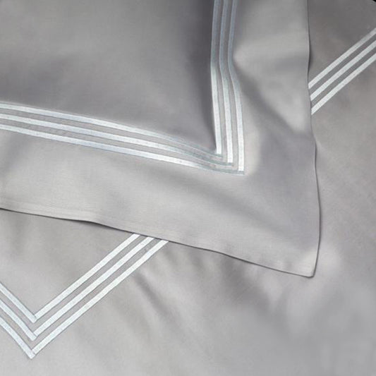 White Embroidered 3 Frames on Gray Pillow Cases