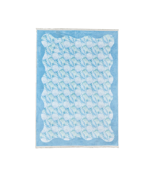 Blue Wavy Seashells Carpet