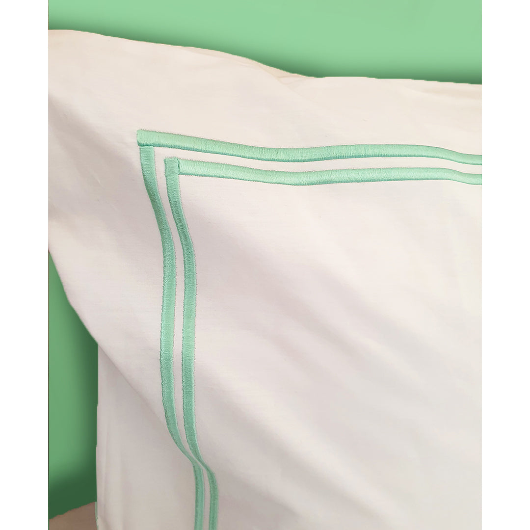 Embroidered 2 Frames White Pillow Cases