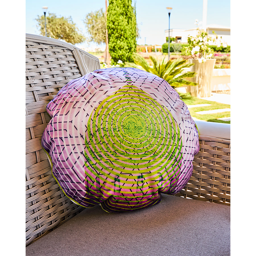 Purple green Dome Velvet Cushion