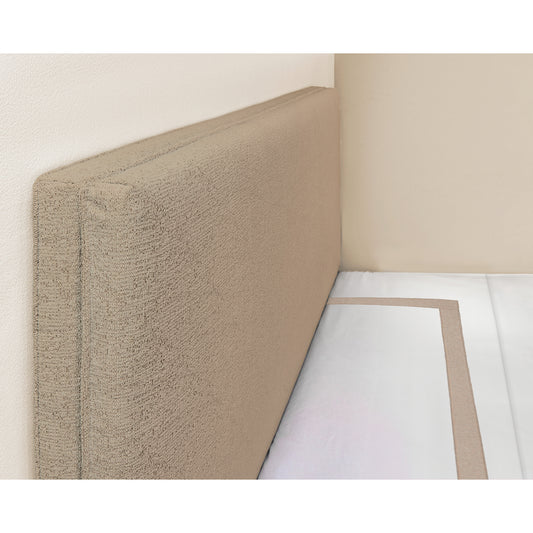 Beige Rectangular Full wood x velvet Full Bed