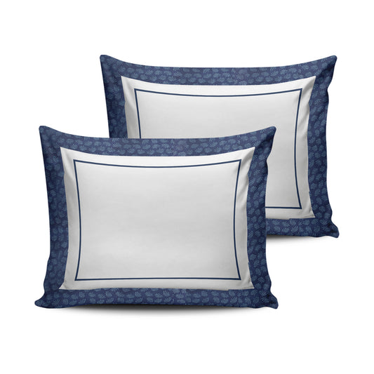 Navy Leaves Pillow Cases
