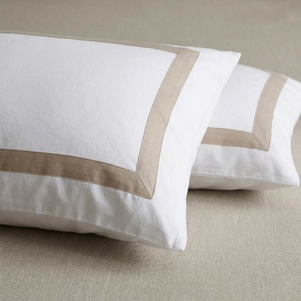 Beige border Upper sheet+2 pillow cases