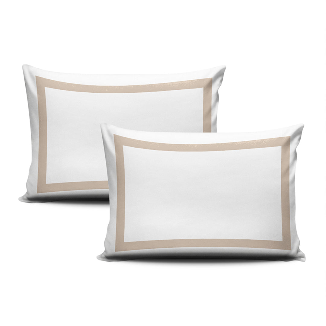 Beige Border on White Pillow Cases