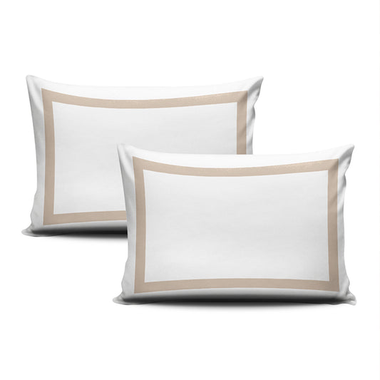 Beige Border on White Pillow Cases