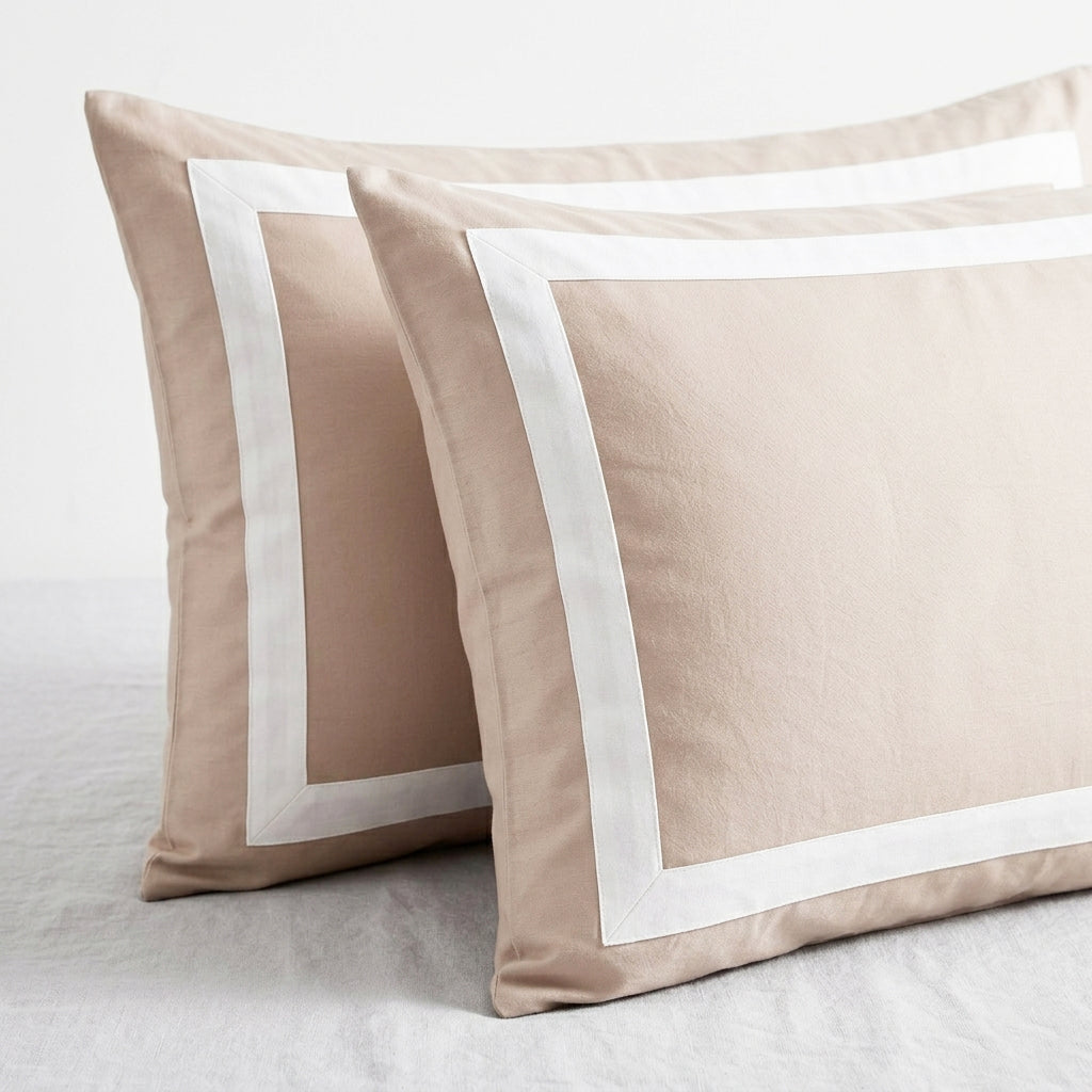 Beige border Upper sheet+2 pillow cases