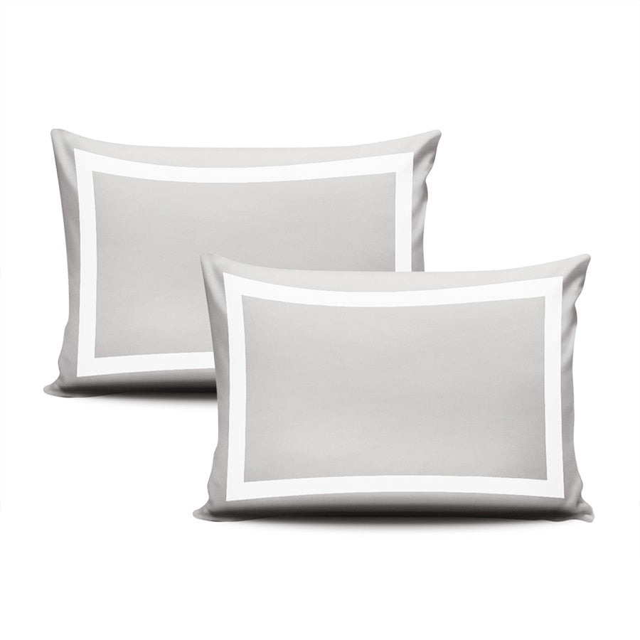 White Border on Gray Pillow Cases