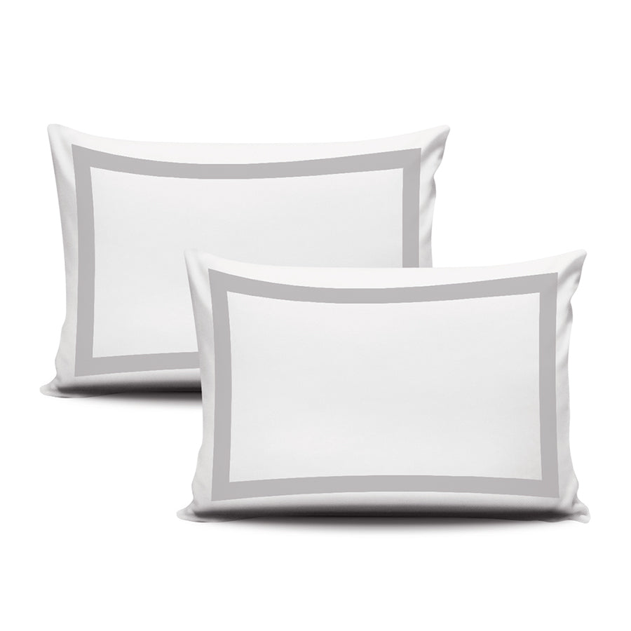 Gray Border on White Pillow Cases