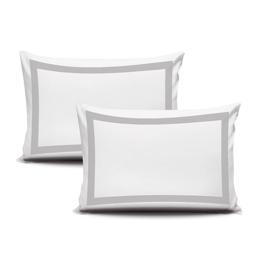 Gray Border on White Pillow Cases