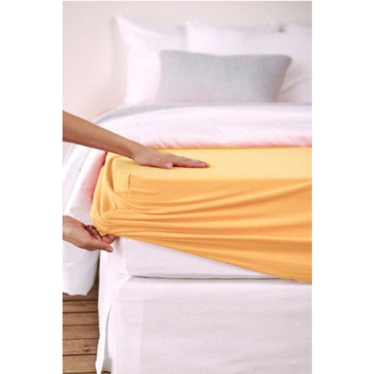 Yellow Plain Fitted Sheet 200TC